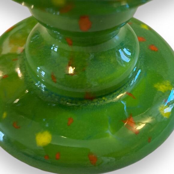 Vintage 70s Handmade Ceramic Psychedelic Green Yellow Orange Irish Coffee Mug - Picture 8 of 16
